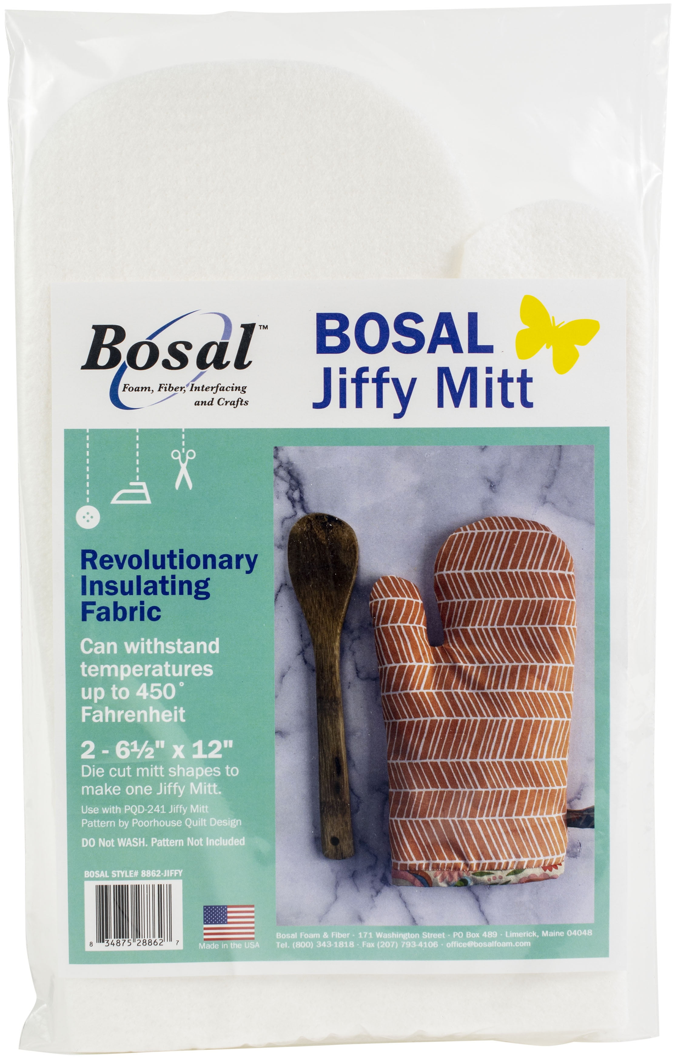 Bosal Revolutionary Insulated Fabric Oven Mitt-Jiffy Mitt 6.5"X12"
