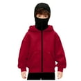 thumbnail image 1 of Bosanter Balaclava Hoodie Zipper Boys Full Face Cover Windproof Fabric Winter Commute Outdoor Activities Cold Weather Essentials, Red 8-9Y, 1 of 6