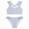 thumbnail image 1 of Bosanter Bathing Suits For Girls 2 Piece Tankini Bathing Suit Set Ditsy Floral Print Ruffles Swimsuit Set Cute Bikini Swimwear, Blue 9-10Y, 1 of 7