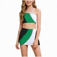 thumbnail image 1 of Bosanter Bathing Suits For Girls 3 Piece Bikini Sets Color-Block with Cover Ups Swimsuit Set Girls Tankini Swimsuit, Green 4-5T, 1 of 7