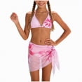 thumbnail image 1 of Bosanter Bathing Suits For Girls Girls 3 Piece Swimsuits Floral Print Swimsuit Set Cute Bikini Swimwear, Pink 9-10Y, 1 of 9