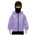 thumbnail image 1 of Bosanter Boys Balaclava Hoodie Zipper Full Zip Front Built-In Mask Winter Running Cycling Outdoor Workouts Athletic Cold Gear, Purple 14-15Y, 1 of 6