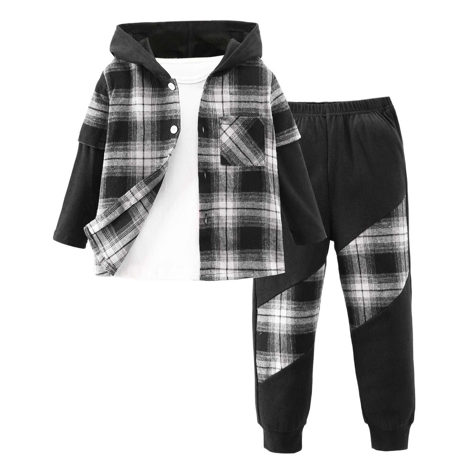 Boys' Suit Autumn Fashionable Fleece-lined Three-piece Set Baby Winter Fashionable Clothing
