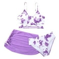 thumbnail image 1 of Bosanter Girls 3 Piece Bathing Suits Cute Ruched Bathing Suit High Waisted Bathing Suit Summer Bikini Tankini Sets with Cover Up Skirt, Purple 10-11Y, 1 of 6