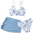 thumbnail image 1 of Bosanter Girls 3 Piece Bathing Suits Cute Bikini Set High Waisted Bathing Suit with Drawstring Beach Skirt, Light Blue 11-12Y, 1 of 5