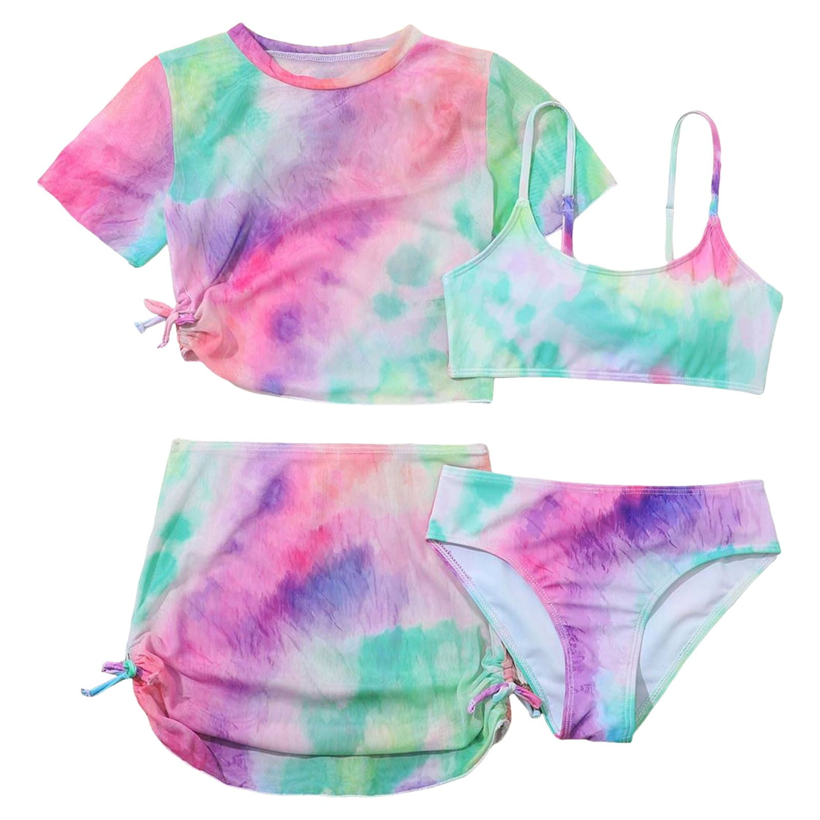 Bosanter Girls 3 Piece Swimsuit Floral Print Bikini Swimsuit High — free download