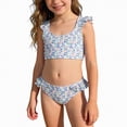 thumbnail image 1 of Bosanter Girls Bathing Suit 2 Piece Bikini Bathing Suit Ditsy Floral Print Ruffles Swimsuit Set Girls Tankini Swimsuit, Blue 3-4T, 1 of 7