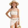 thumbnail image 1 of Bosanter Girls Bathing Suit 3 Piece Bikini Sets Solid Cover Ups Beach Skirt Swimsuit Set Summer Bikini Tankini Sets, White 12-13Y, 1 of 9
