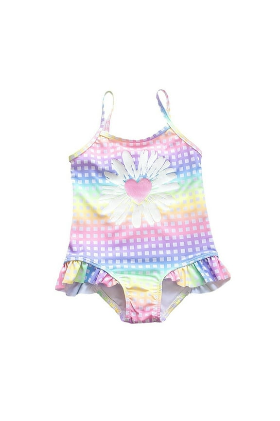 Girls Bathing Suits One Piece Swimsuits Swimwear Beach Bathing Suit Toddler Kids One Piece Swimwear, Purple 3-4T