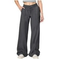 thumbnail image 1 of Bosanter Girls High Waisted Uniform Jogger Pants Girl's Elastic High Waist Wide Leg Pants Kids Wide Leg Long Trousers with Pockets, Dark Gray 13-14Y, 1 of 5