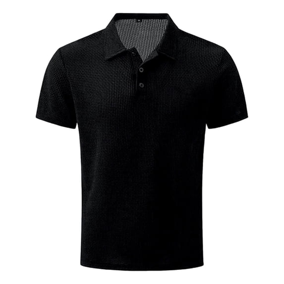 Bosanter Mens Breathable Polo Shirt, Button Summer Casual Collared Men's T Shirt, Black M