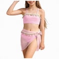 thumbnail image 1 of Bosanter Swimsuit For Girls 3 Piece Bathing Suit Solid Cover Ups Beach Skirt Swimsuit Set Summer Bikini Tankini Sets, Light Pink 11-12Y, 1 of 9