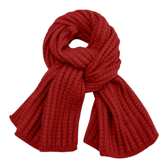 Bosanter Winter Warm Knit Scarves Soft Warm Scarf Girls Long Thick Scarves Winter Kint Wraps Elasticity Light Warm Scarves, Red