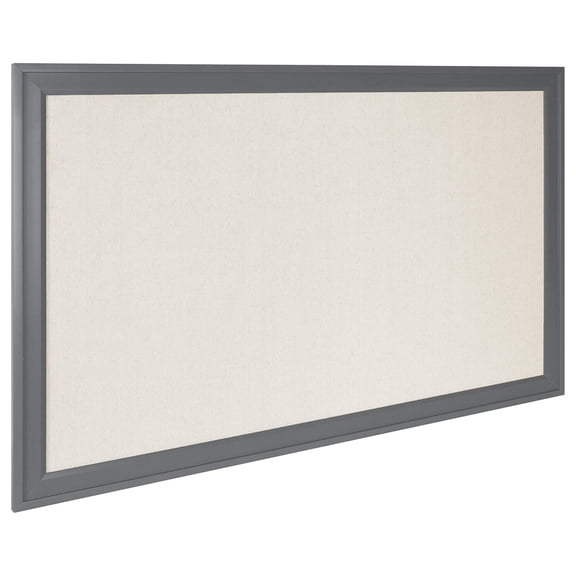 Bosc Transitional Fabric Pinboard, 27.5" x 43.5", Gray, Ready to Use Linen Bulletin Board for Wall