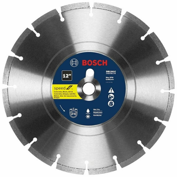 Bosch 12 Inch Premium Segmented Rim Diamond Blade For Universal Rough Cuts In General Purpose Concrete