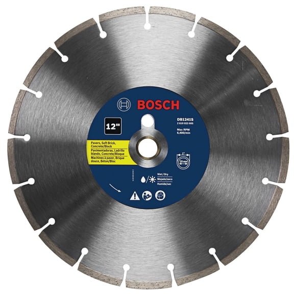 Bosch 12 Inch Standard Segmented Rim Diamond Blade For Universal Rough Cuts In Concrete, Pavers, And Soft Brick