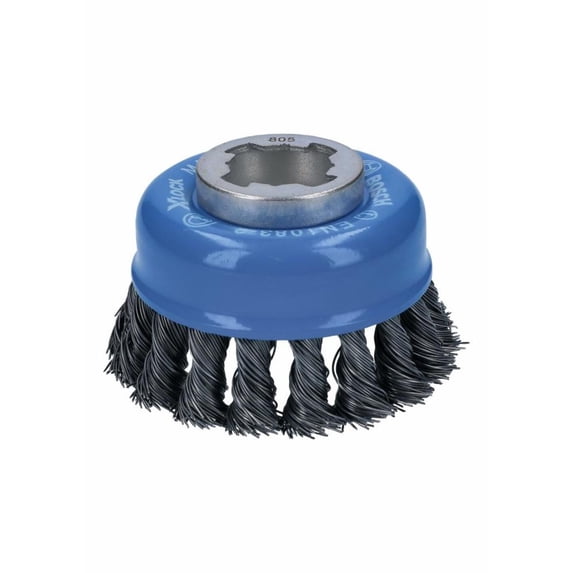 Bosch 3 Inch Wheel Dia. X-Lock Arbor Carbon Steel Knotted Wire Single Row Cup Brush
