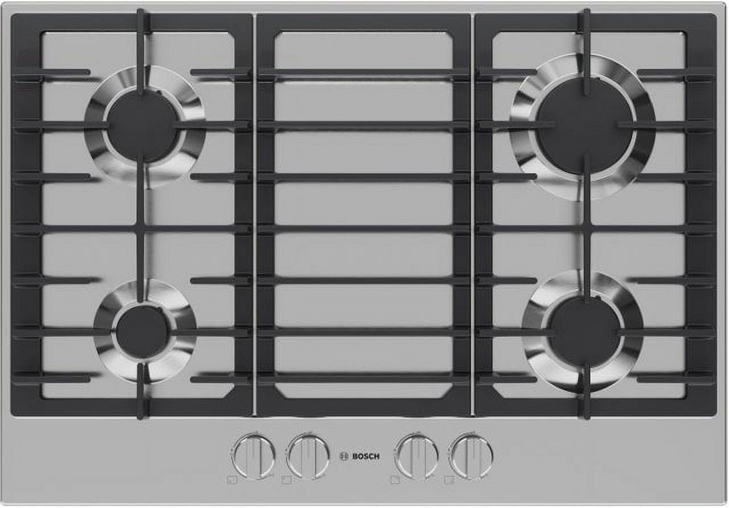 Bosch 300 Series 30" Gas Cooktop 4 Burner Stainless Steel NGM3051UC
