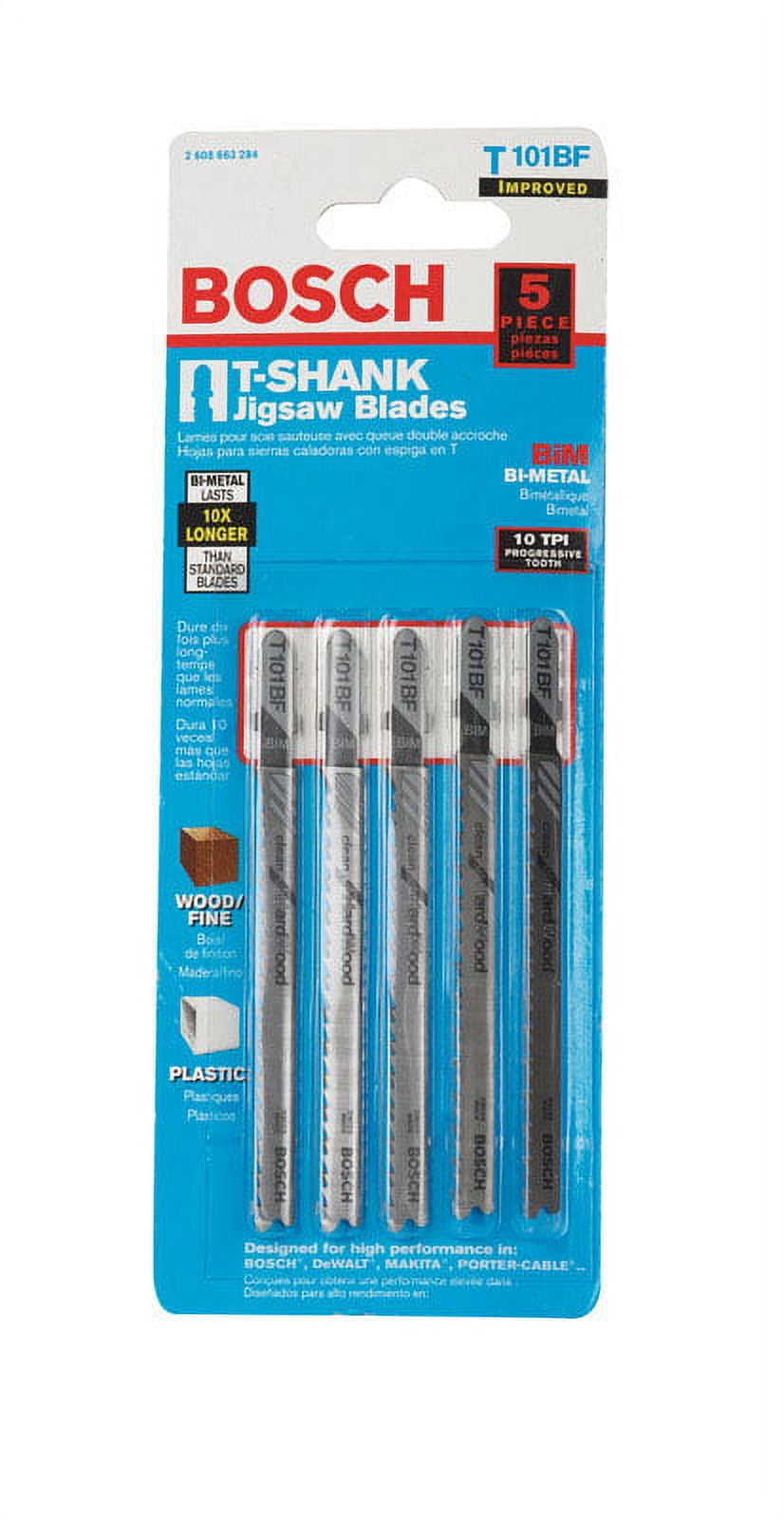 Bosch 4 in. Bi-Metal T-Shank Ground teeth and taper ground back Jig Saw Blade 10 TPI 5 pk