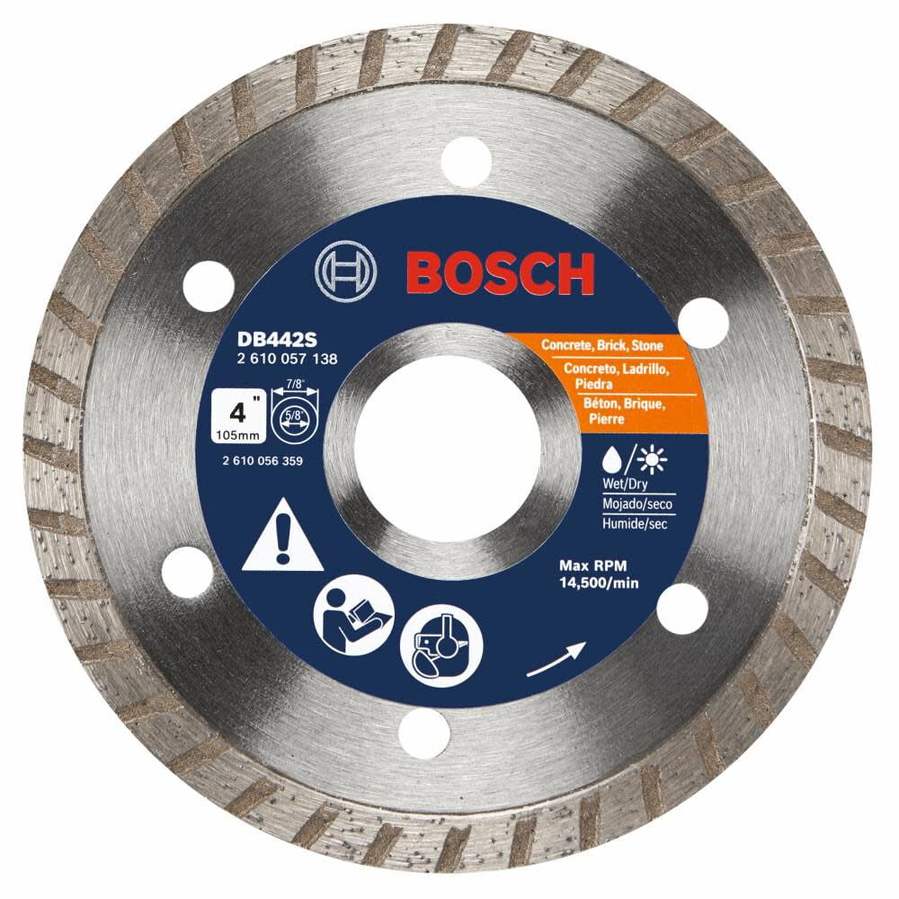 Bosch 4 Inch Standard Turbo Rim Diamond Blade For Smooth Cuts On Stone And Masonry