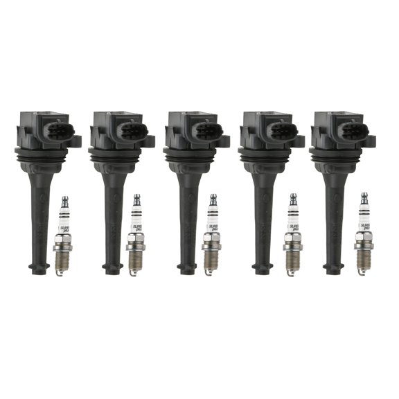Bosch 5 Ignition Coils 5 Nickel-Yttrium Spark Plugs Kit For Volvo 2.3 2.4 Turbo