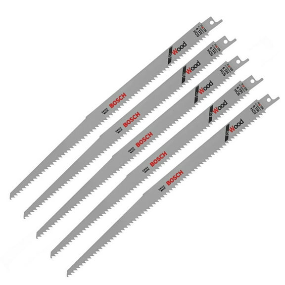 Bosch 5 Pack 12 Inch 6 TPI Wood Reciprocating Saw Blades - RW126-5PK