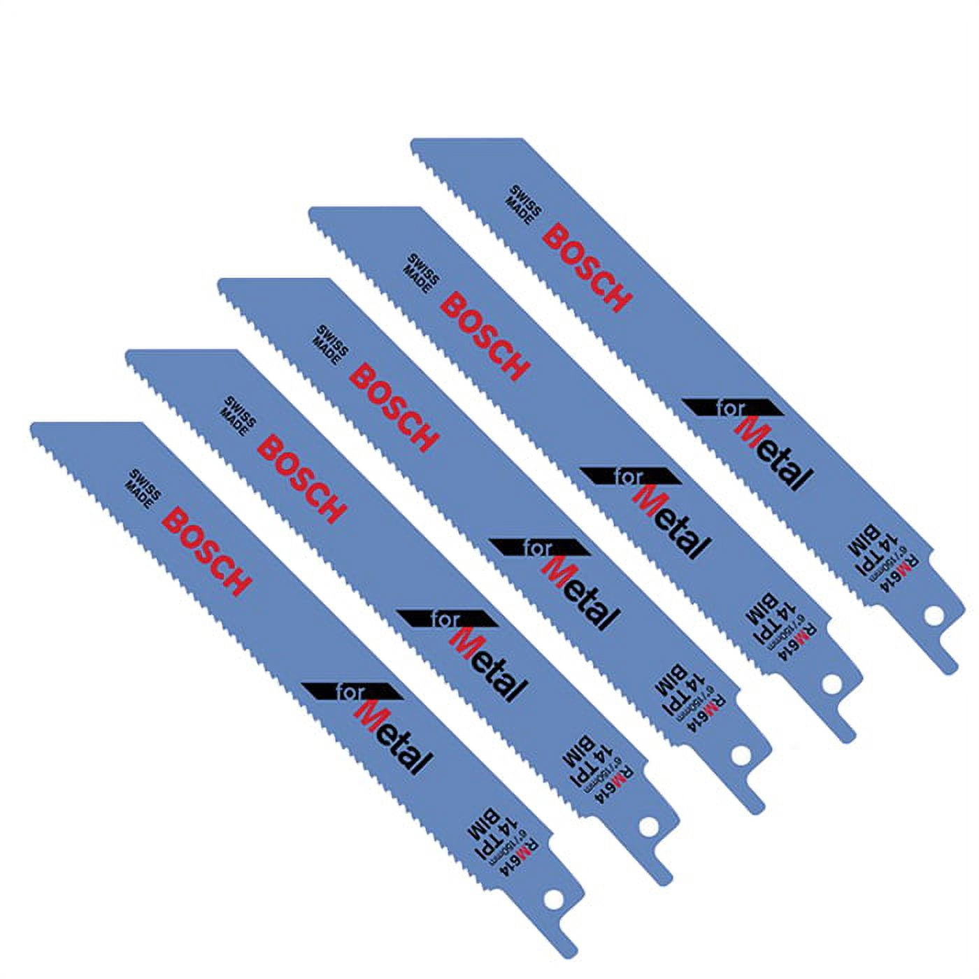 Bosch 5 Pack of Genuine 6" 14 TPI Bi-Metal Reciprocating Saw Blades - RM614-5PK