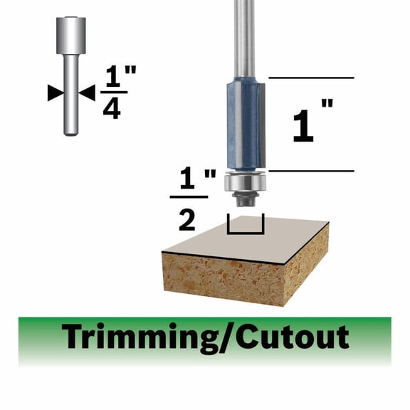 Bosch 85216MC 1/2 in. x 1 in. Laminate Flush Trim Carbide-Tipped Router Bit