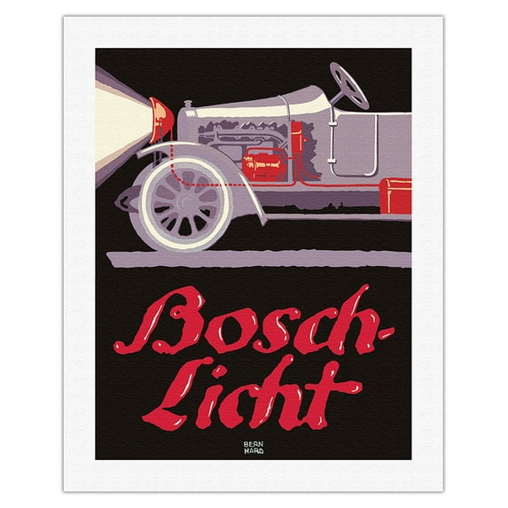 Bosch Automobile Headlights (Bosch-Licht) - Vintage Advertising Poster by Lucian Bernhard c.1913 - Fine Art Rolled Canvas Print 20in x 26in
