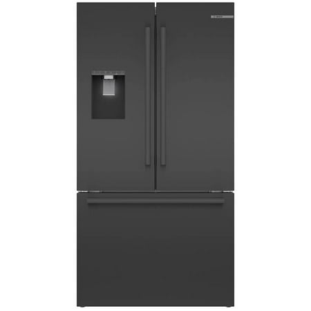 Bosch - 500 Series 21 Cu. Ft. French Door Counter-Depth Smart Refrigerator with External Water and Ice Maker - Black stainless steel