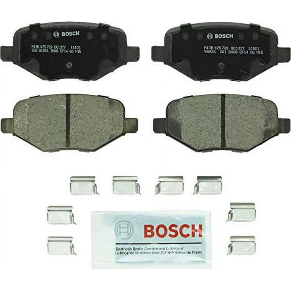 Bosch BC1377 QuietCast Premium Ceramic Disc Brake Pad Set For: Ford Edge, Explorer, Flex, Taurus, Police Interceptor Utility; Lincoln MKS, MKT, MKX, Rear Fits select: 2013-2018 FORD TAURUS SEL