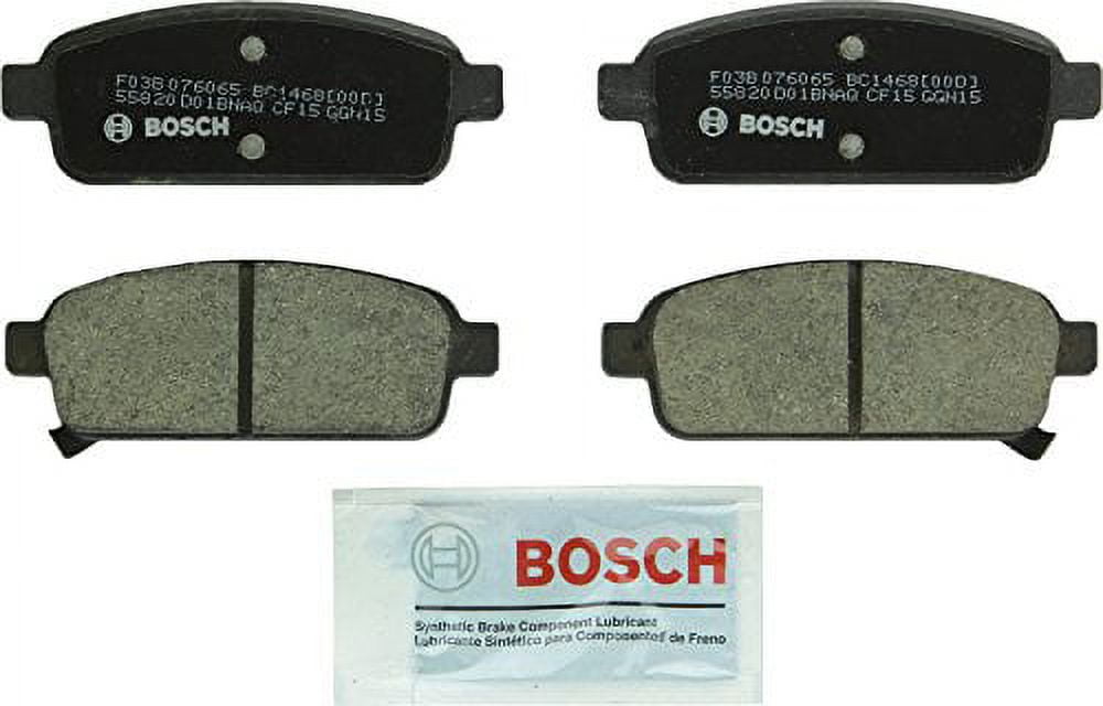 Bosch BC1468 QuietCast Premium Ceramic Disc Brake Pad Set For Select Buick Cascada, Encore, Verano; Cadillac ELR; Chevrolet Cruze, Cruze Limited, Orlando, Sonic, Trax, Volt; Rear