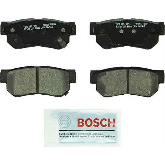 Bosch BC813 QuietCast Premium Ceramic Disc Brake Pad Set For Select Hyundai Azera, Elantra, Santa Fe, Sonata, Tucson, XG300, XG350; Kia Amanti, Magentis, Optima, Sportage; Rear