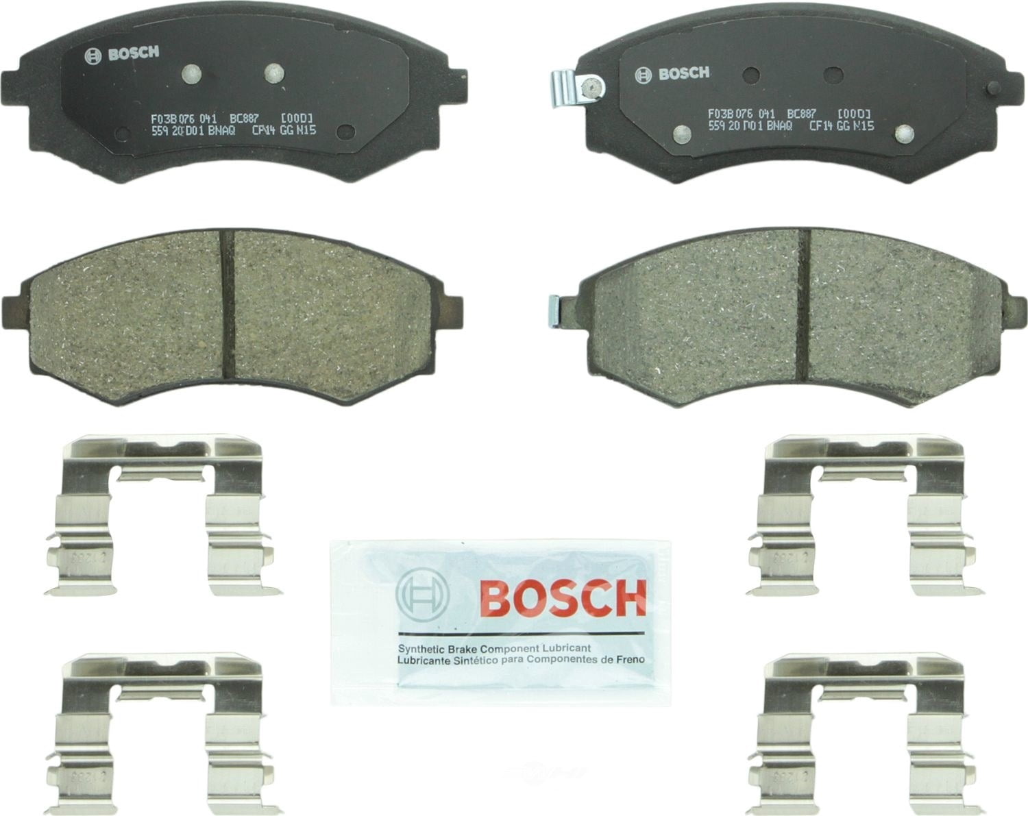 Bosch BC887 Bosch Quietcast Ceramic Pads w/ Hardware Fits select: 2005-2006 HYUNDAI ELANTRA, 2002 HYUNDAI SONATA