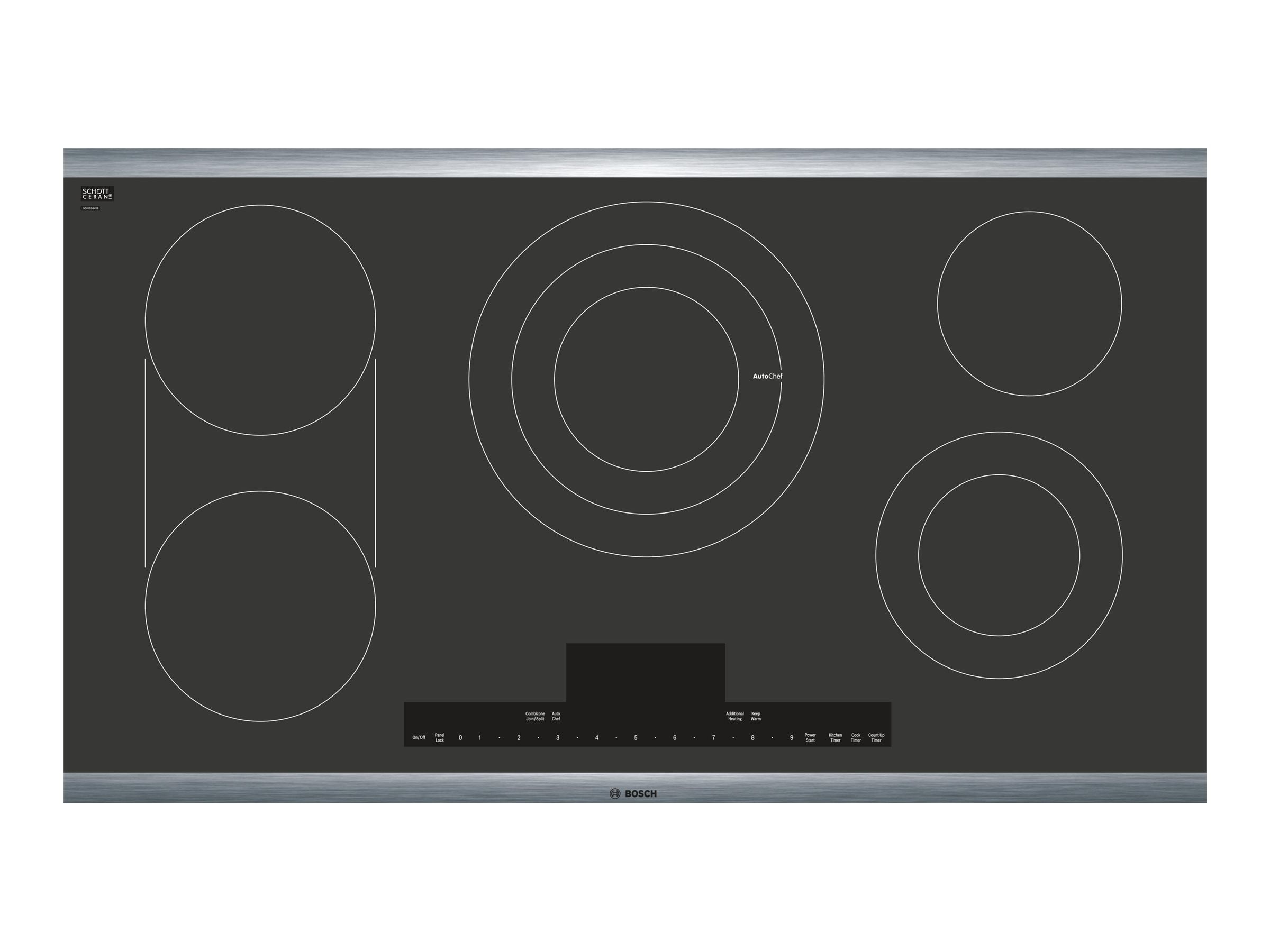 Bosch Benchmark Series NETP668SUC - Induction cooktop - 5 hobs - Niche - width: 34.8 in - depth: 19.9 in - with stainless steel trims - black/stainless steel