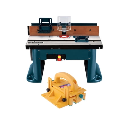 Bosch Benchtop Router Table with Adjustable Fence with Microjig Grr-Ripper 3D Pushblock