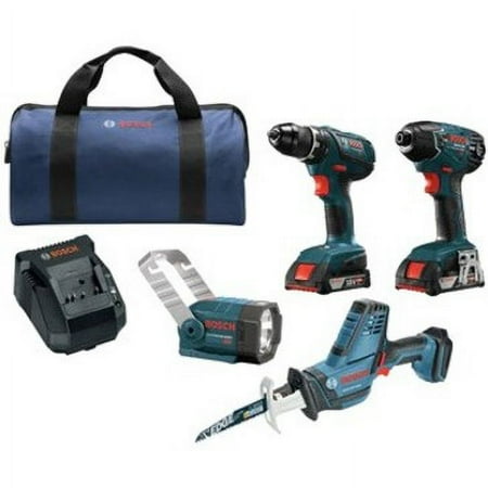 Bosch CLPK495A-181 18-Volt 4-Tool 2.0Ah Cordless Power Tool Combo Kit