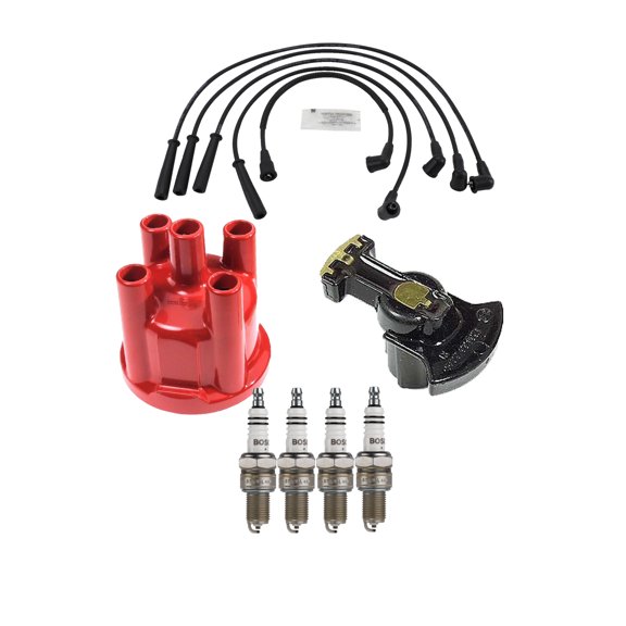 Bosch Distributor Cap Rotor 4 Spark Plugs Denso Wires Kit for Saab 900 2.0 L4 J