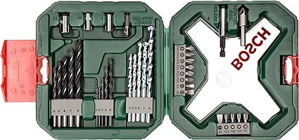 Bosch Drill Bit And Screwdriving Bits Set, 34 Pieces, X-Line Green, Containing Wood Bits, Masonry Bits, Metal Drill Bits And Screwdriver Bits