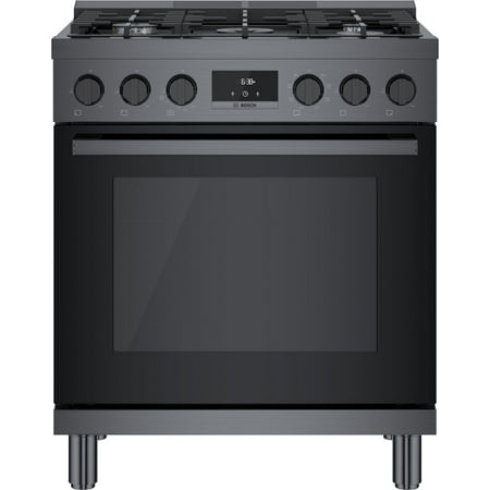 Bosch - 800 Series 3.9 cu. ft. Freestanding Dual Fuel Convection Range with 5 Dual Flame Ring Burners - Black Stainless Steel