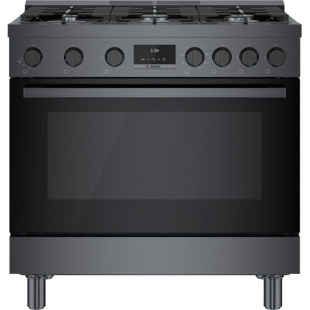 Bosch - 800 Series 3.7 cu. ft. Freestanding Dual Fuel Convection Range with 6 Dual Flame Ring Burners - Black Stainless Steel