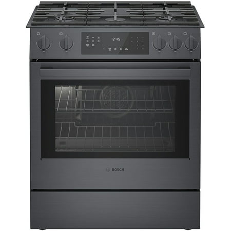 Bosch - 800 Series 4.8 Cu. Ft. Self-Cleaning Slide-In Gas Convection Range - Black stainless steel