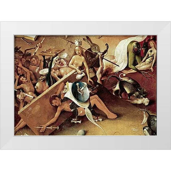 Bosch, Hieronymus 24x18 White Modern Wood Framed Museum Art Print Titled - Garden of Earthly Delights - Detail #9