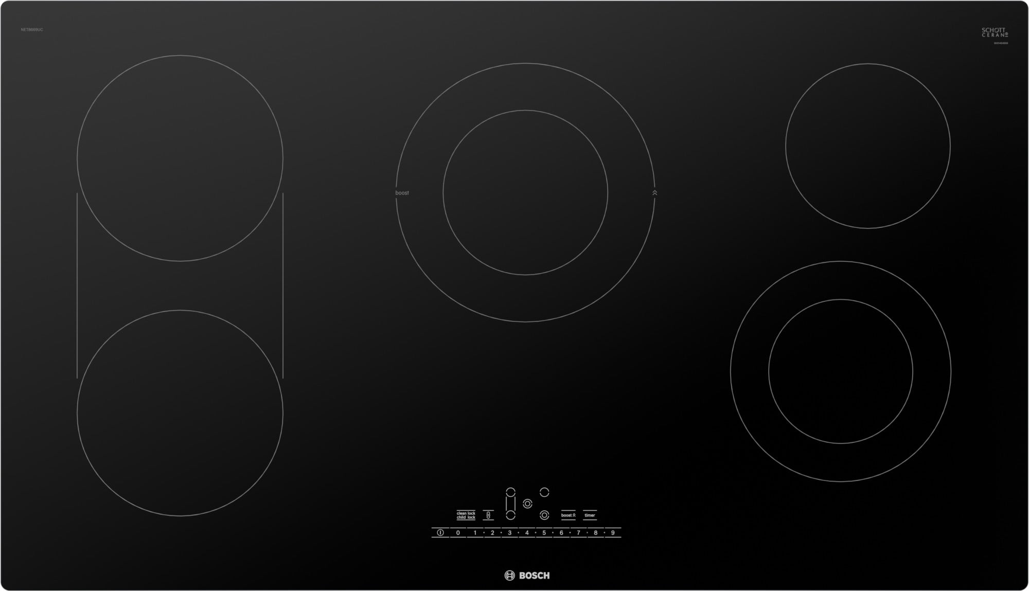 Bosch Net86uc 37" Wide 5 Burner Electric Cooktop - Black