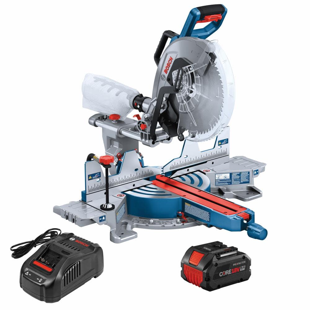 Bosch PROFACTOR 18V 12-Inch Dual-Bevel Slide Miter Saw Kit with CORE18V 8 Ah High Power Battery