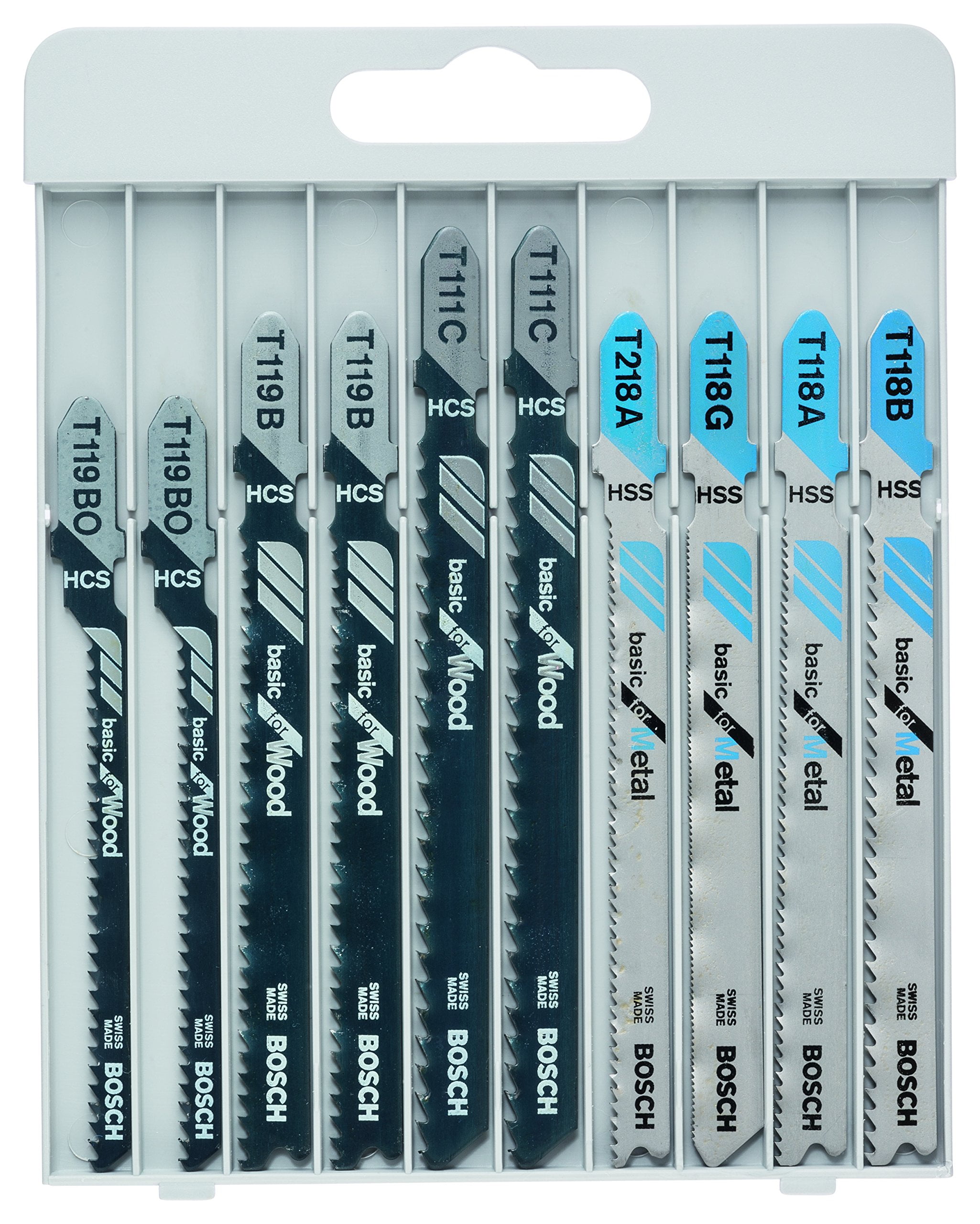 Bosch Professional 10-Piece Basic for Wood and Metal Jigsaw Blade Set (for Wood and Metal, Acce