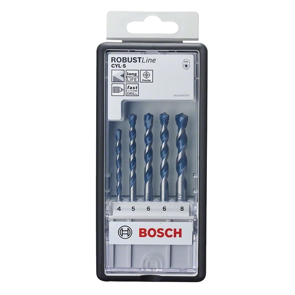 Bosch Professional 5 pcs. CYL-5 Concrete Drill Bit Set (for Concrete, 4-8 mm, Robust Line, Ac
