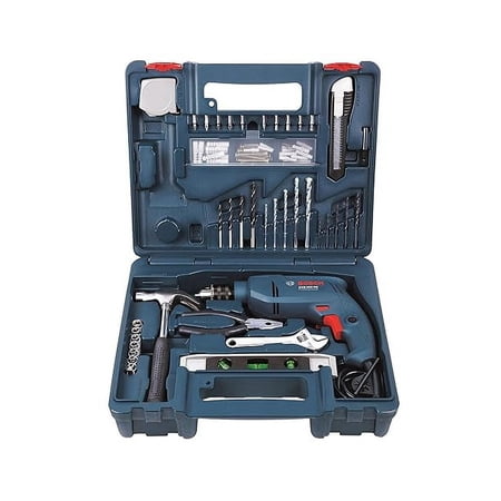Bosch Professional GSB 500 RE Corded-Electric Drill Tool Set, 10 mm (Blue), 500 Watt, (100 Pc Accessory Set)