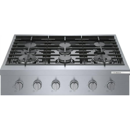 Bosch - 800 Series 36" Built-In Gas Cooktop with 4 Burners and 2 Dual Flame Burners - Silver