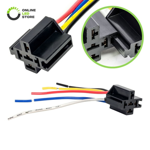 Bosch Style 12V DC 5-PIN SPDT Interlocking Automotive Relay Socket Harness Base (With Wires)